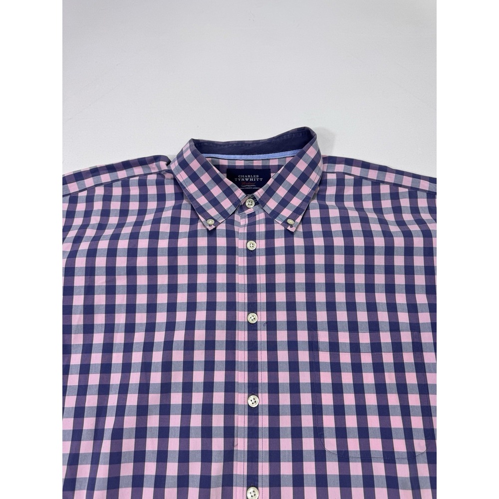 Charles Tyrwhitt Weekend Button Shirt Men's XL Classic Fit Pink Purple Check